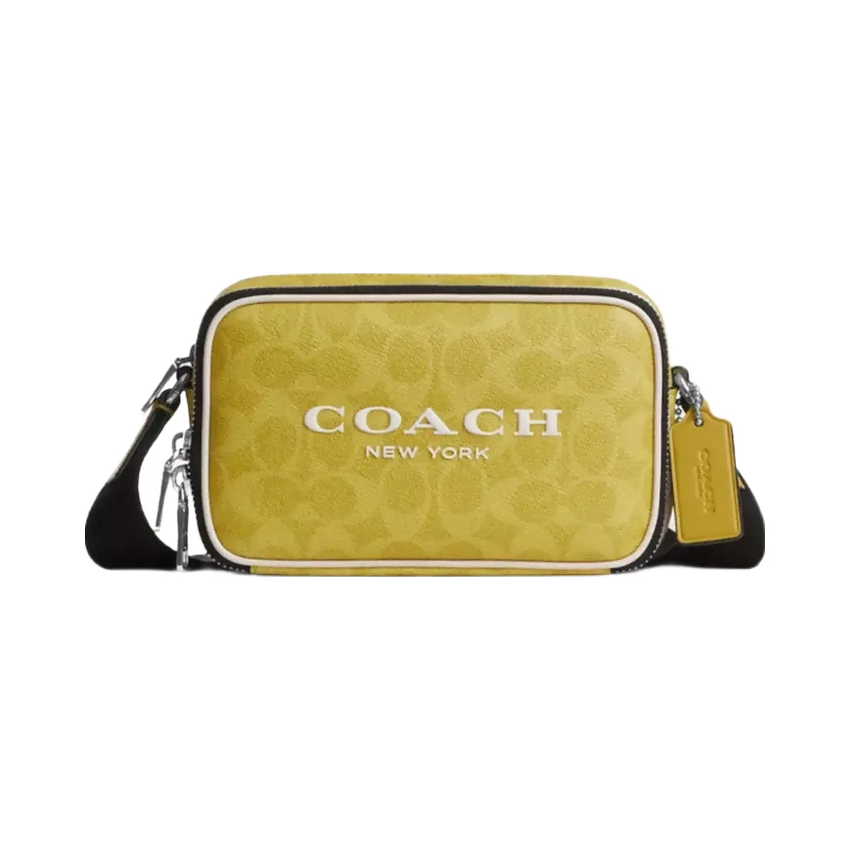 Coach Colton Crossbody Bag 19 In Signature Canvas With Coach Graphic in Silver Light Citron