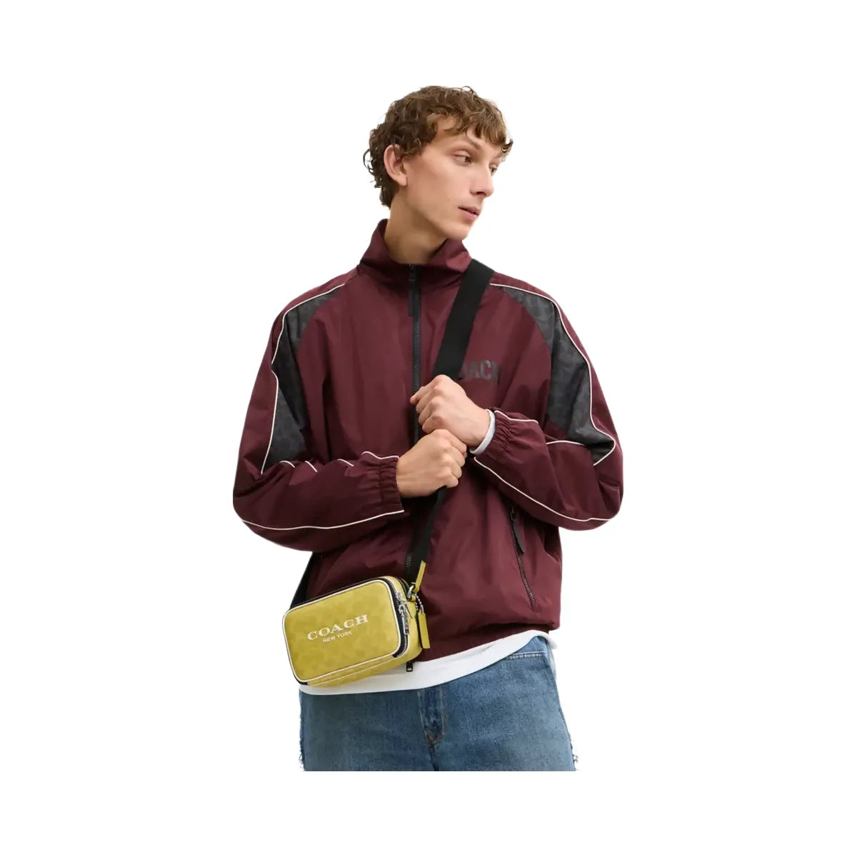 Coach Colton Crossbody Bag 19 In Signature Canvas With Coach Graphic in Silver Light Citron