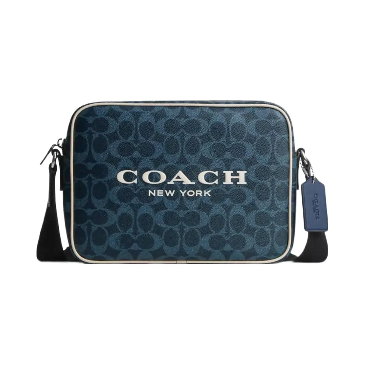 Coach Colton Crossbody Bag 25 In Signature Canvas With Coach Graphic in Silver Ink Blue