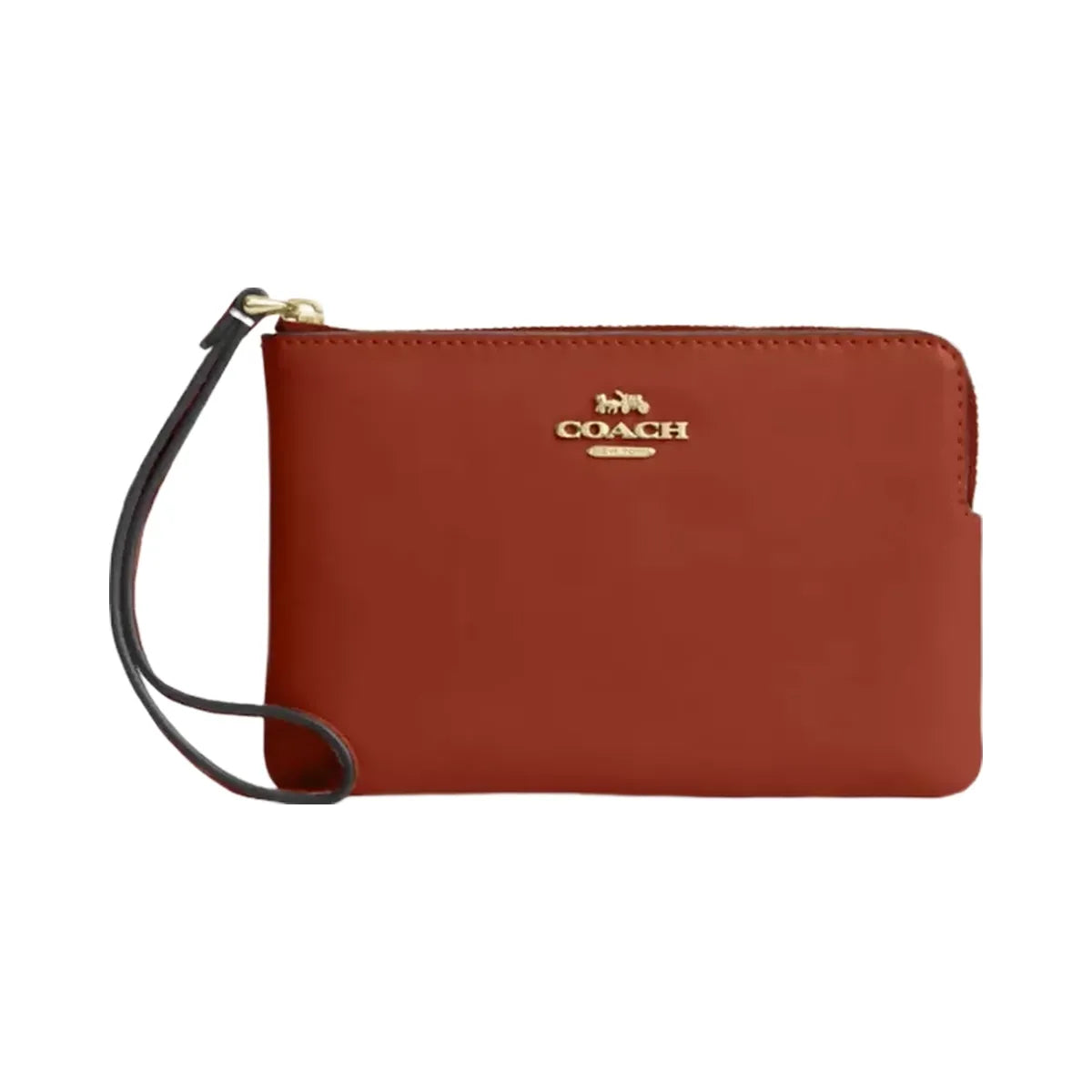 Coach Corner Zip Wristlet in Gold Cinnamon