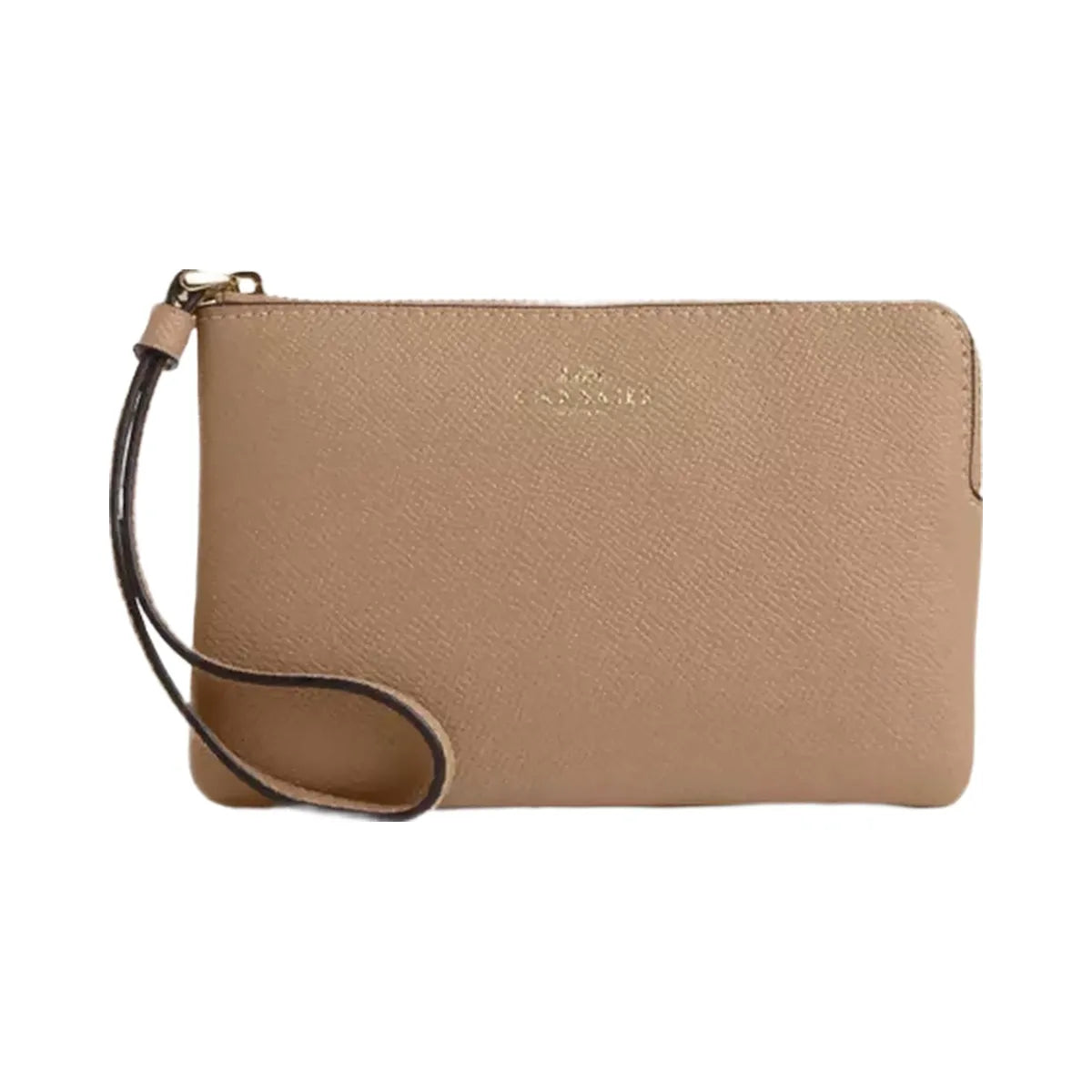 Coach Corner Zip Wristlet in Gold Taupe