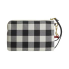 Coach Corner Zip Wristlet With Gingham Print And Charm in Gold Black Multi