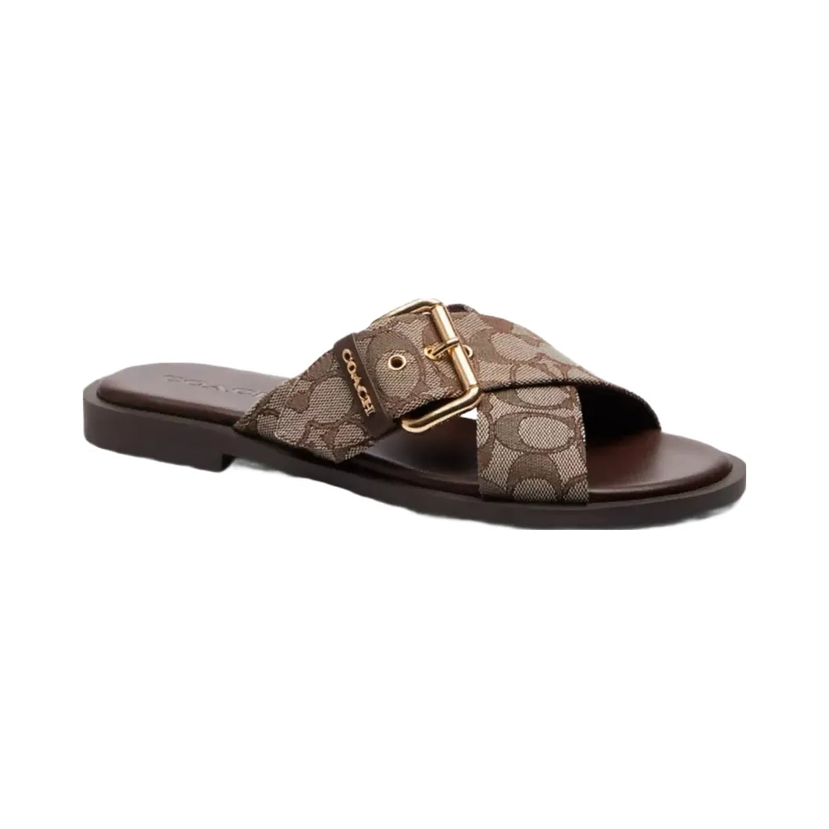 Coach Crisscross Buckle Sandal In Signature Jacquard in Oak Maple