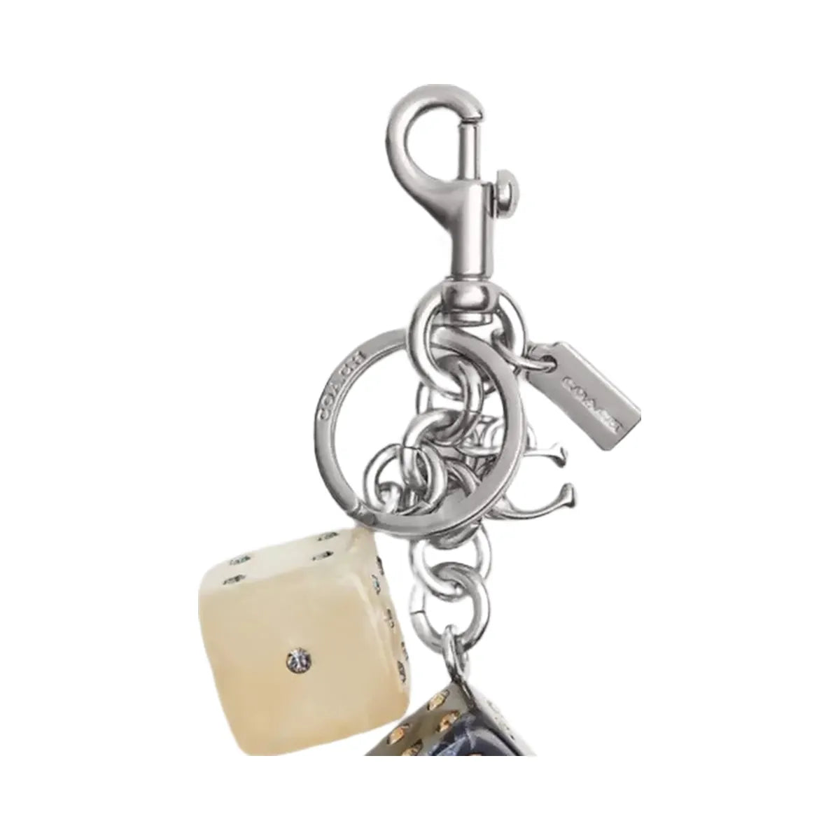 Coach Dice Bag Charm in Light Antique Gold Silver Black Multi