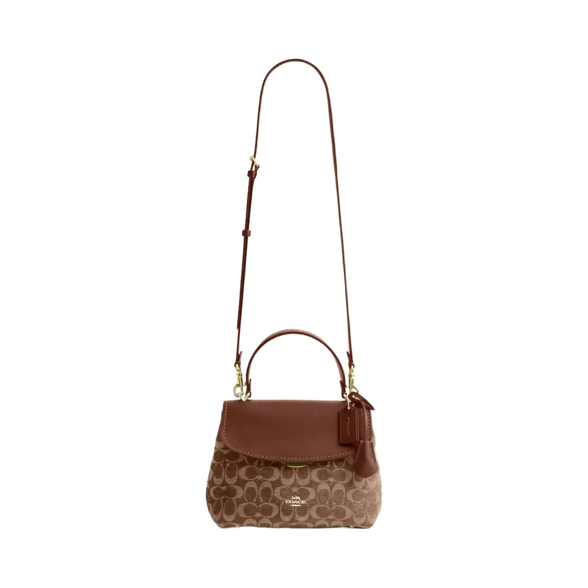 Coach Emory Top Handle Bag In Signature Chenille in Gold Light Khaki Vintage Brown