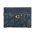 Coach Essential Card Case In Regenerative Cotton Denim With Quilting in Brass Dark Indigo