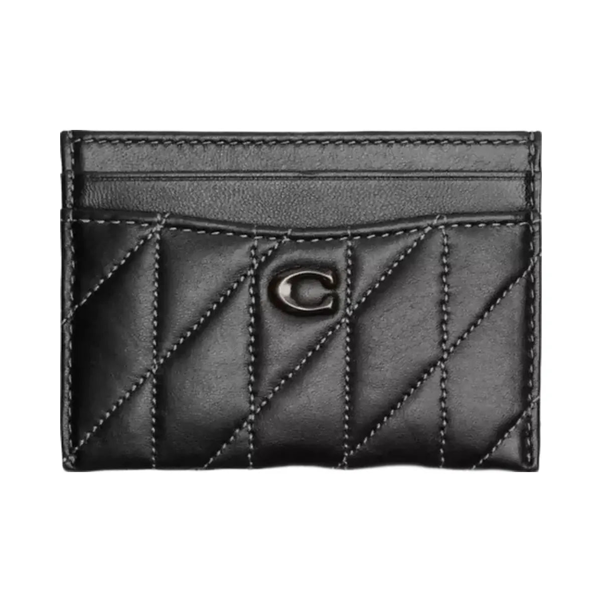 Coach Essential Card Case With Pillow Quilting in Pewter Black