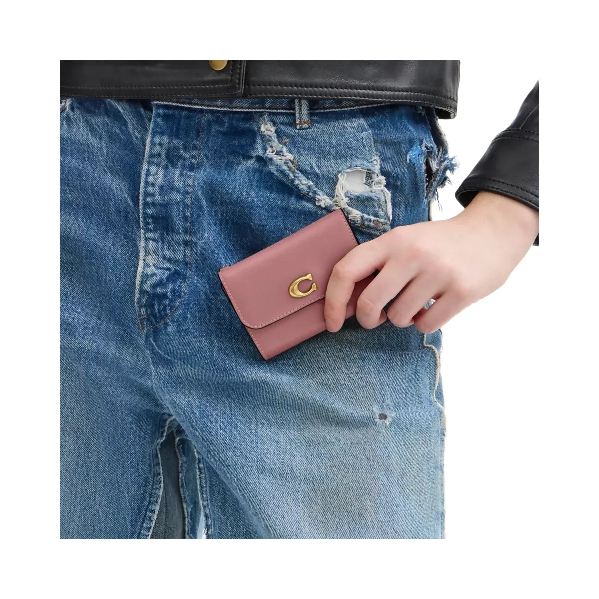 Coach Essential Card Holder Wallet in Brass Peony