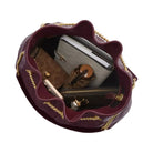 Coach Evelyn Large Shoulder Bag With Quilting in Gold Dark Wine