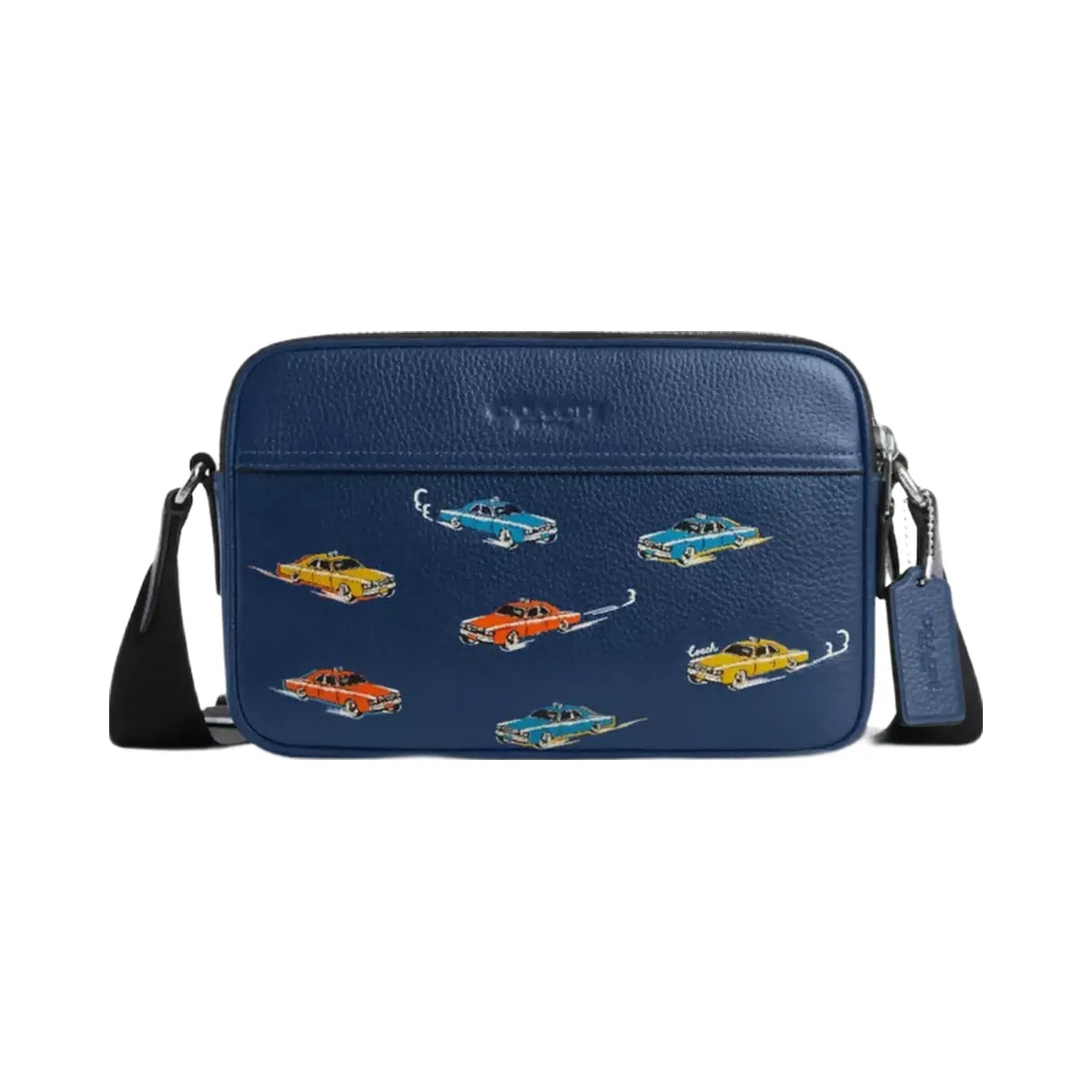 Coach Graham Crossbody Bag With Car Print in Silver Deep Blue Multi