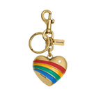Coach Heart Bag Charm in Brass Multi