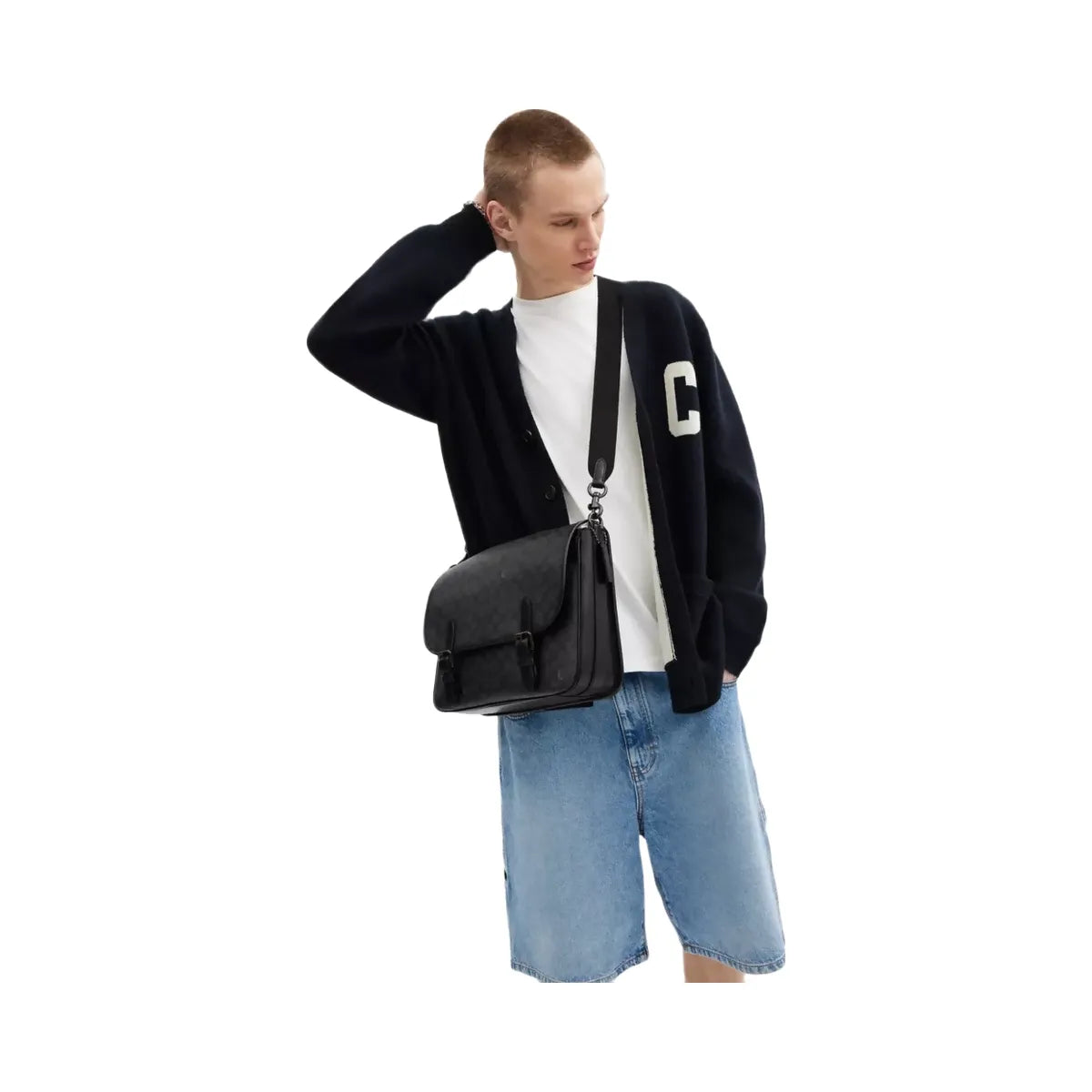Coach Hitch Messenger Bag In Signature Canvas in Charcoal