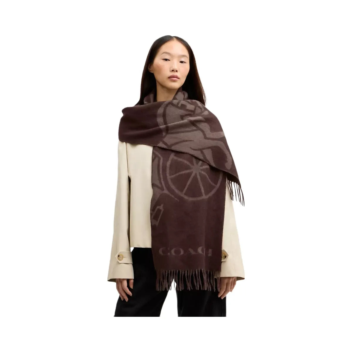 Coach Horse And Carriage Cashmere Muffler in Maple