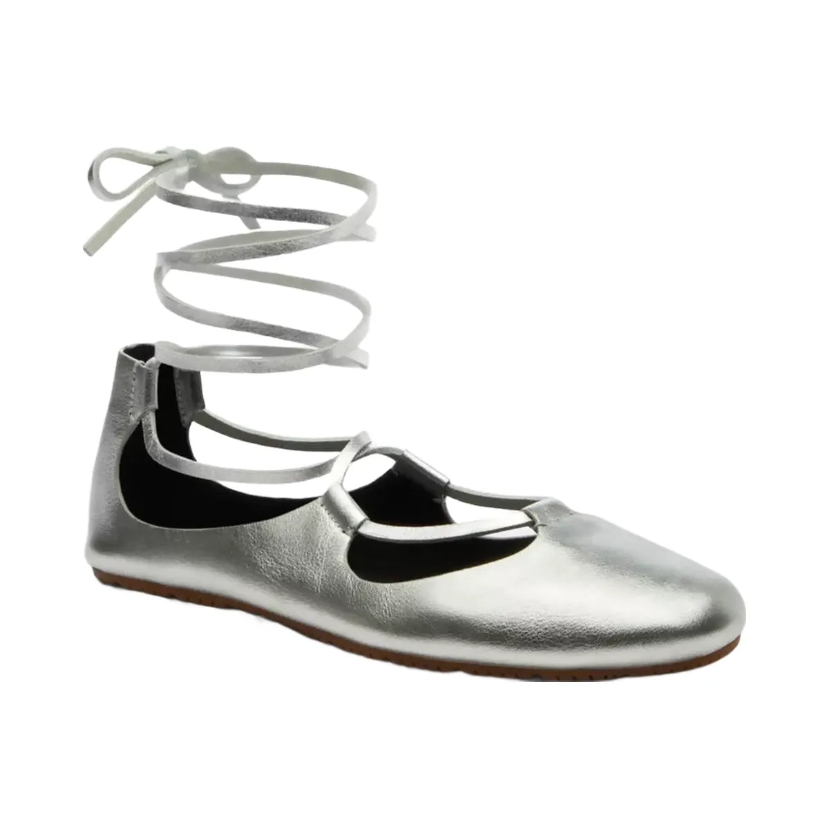 Coach Lace-Up Soft Ballet Flat in Silver