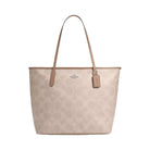 Coach Large City Tote Bag In Maxi Signature Canvas in Silver Sand Taupe