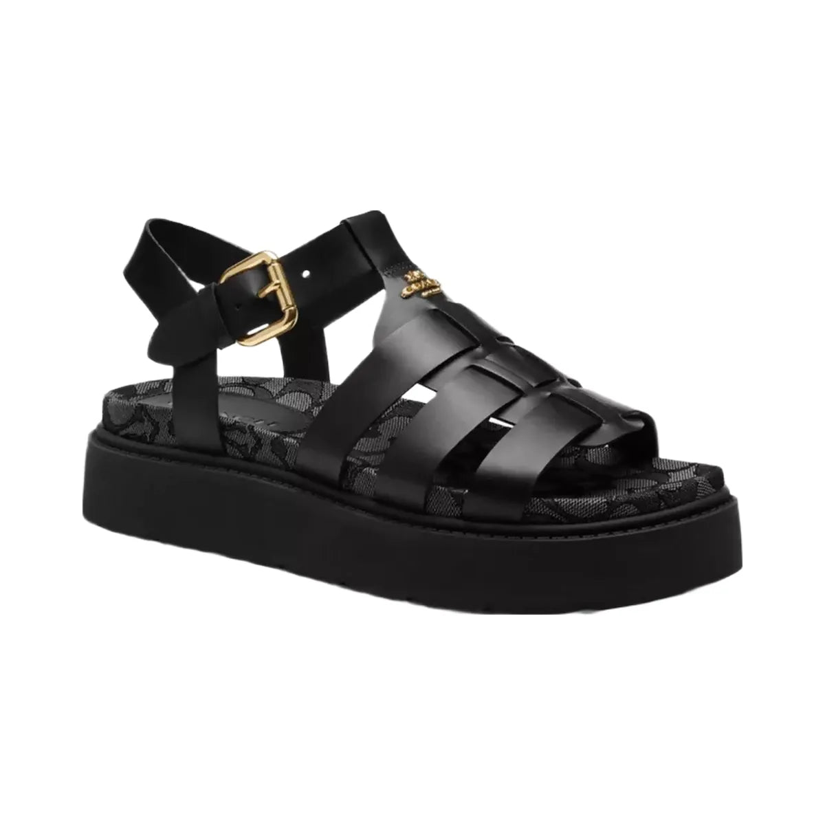 Coach Lucy Lug Sole Sandal In Signature Jacquard in Black Smoke