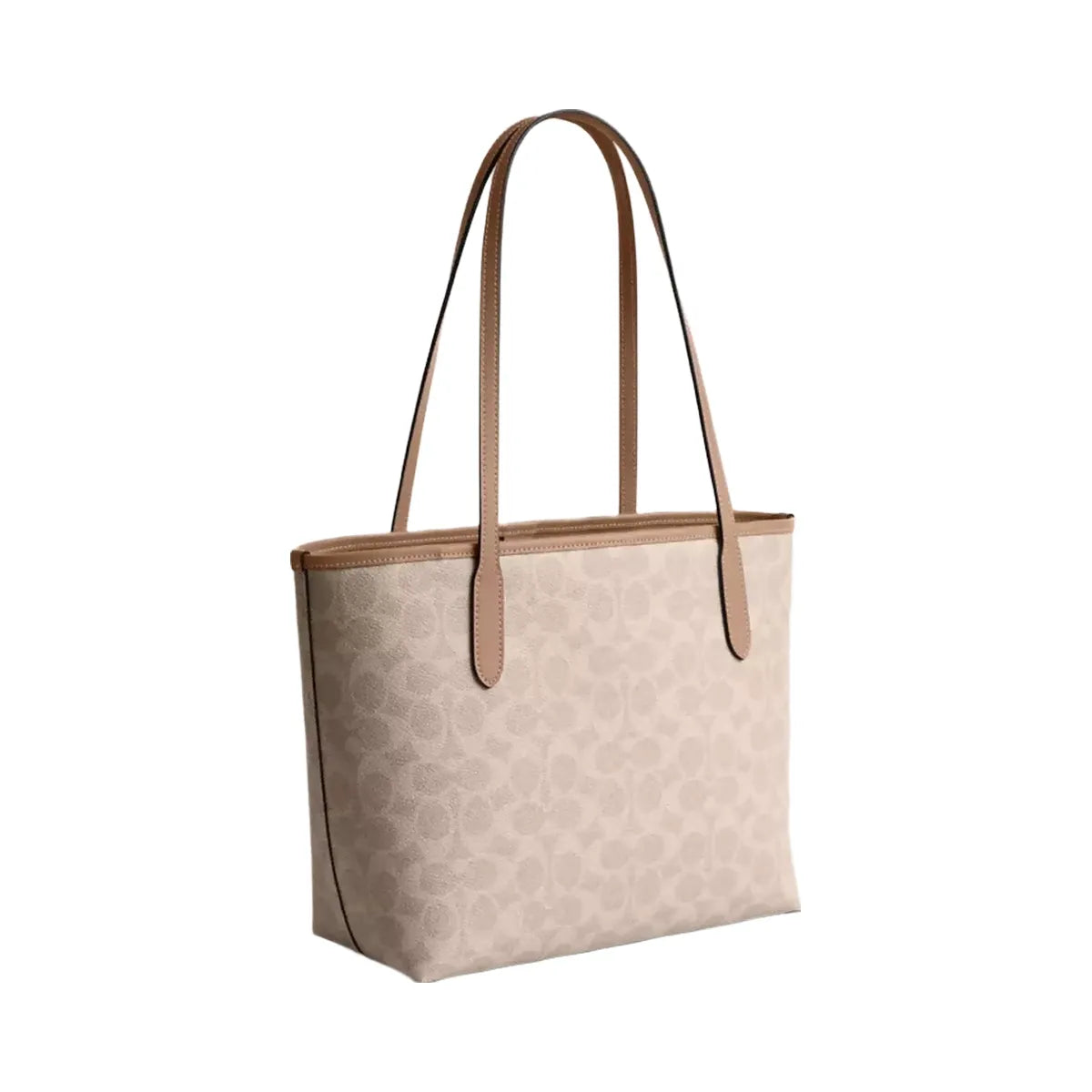 Coach Medium City Tote Bag In Signature Canvas in Silver Sand Taupe
