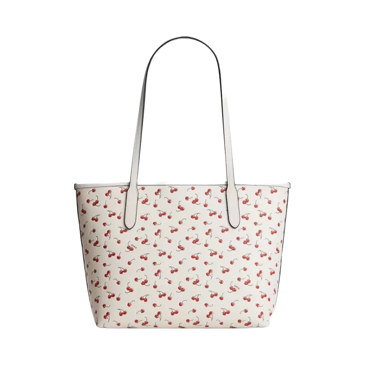 Coach Medium City Tote Bag With Cherry Print in Gold Chalk Multi