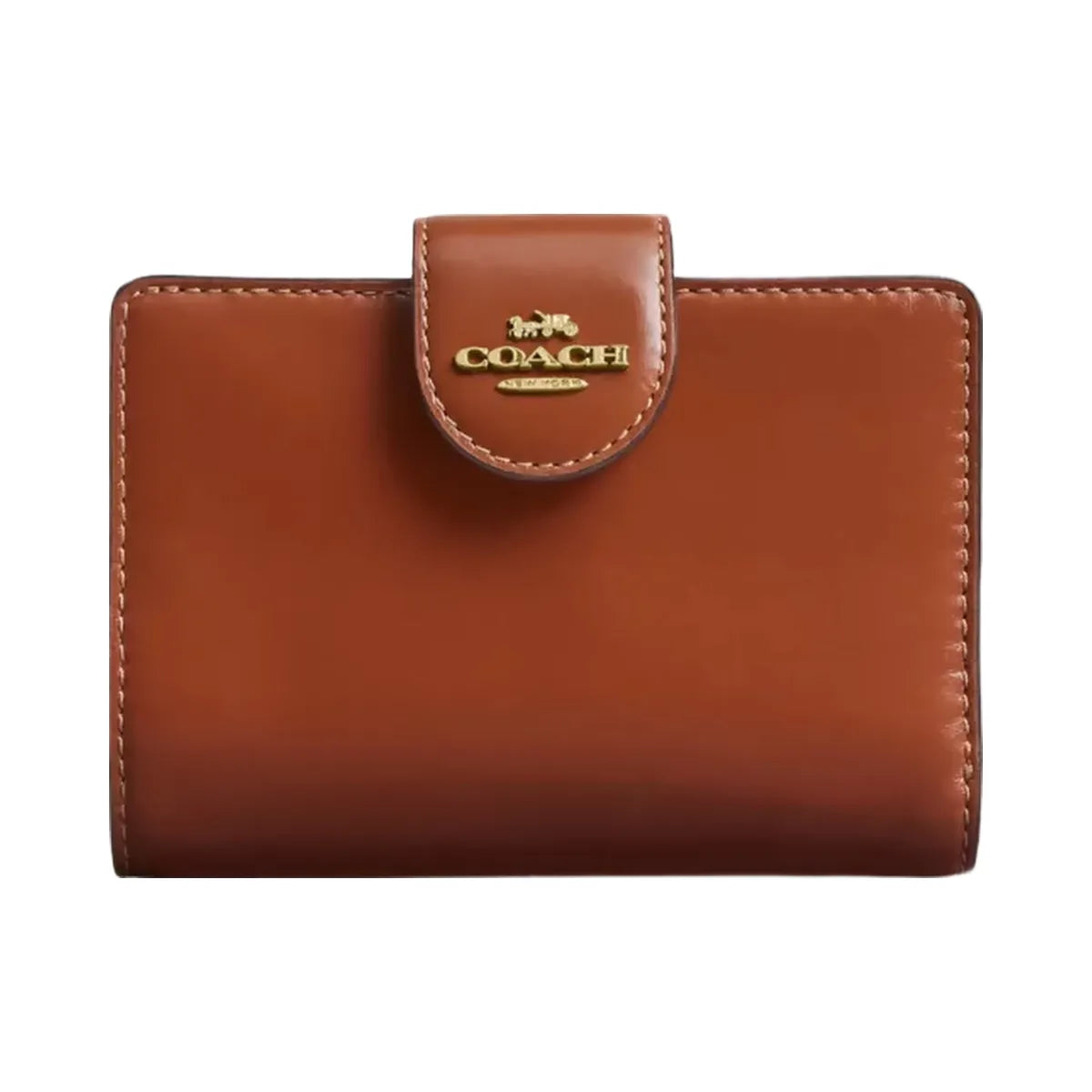 Coach Medium Corner Zip Wallet in Gold Cinnamon
