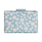 Coach Medium Corner Zip Wallet With Floral Print in Silver Blue Multi