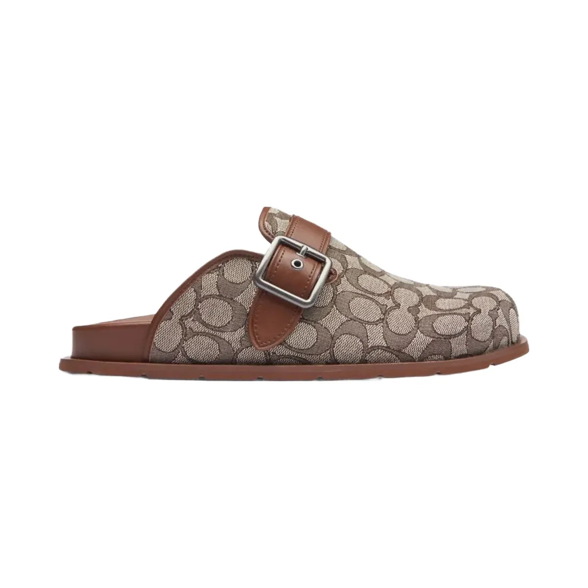 Coach Men's Buckle Clog In Signature Jacquard Oak Vintage Brown