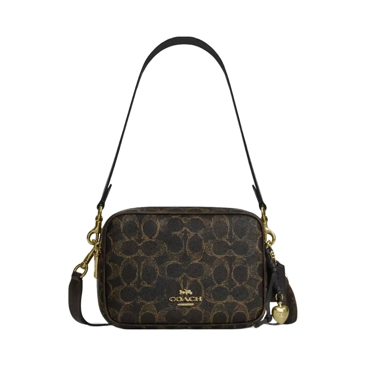 Coach Mini Carey Crossbody Bag In Loved Signature Canvas in Gold Brown