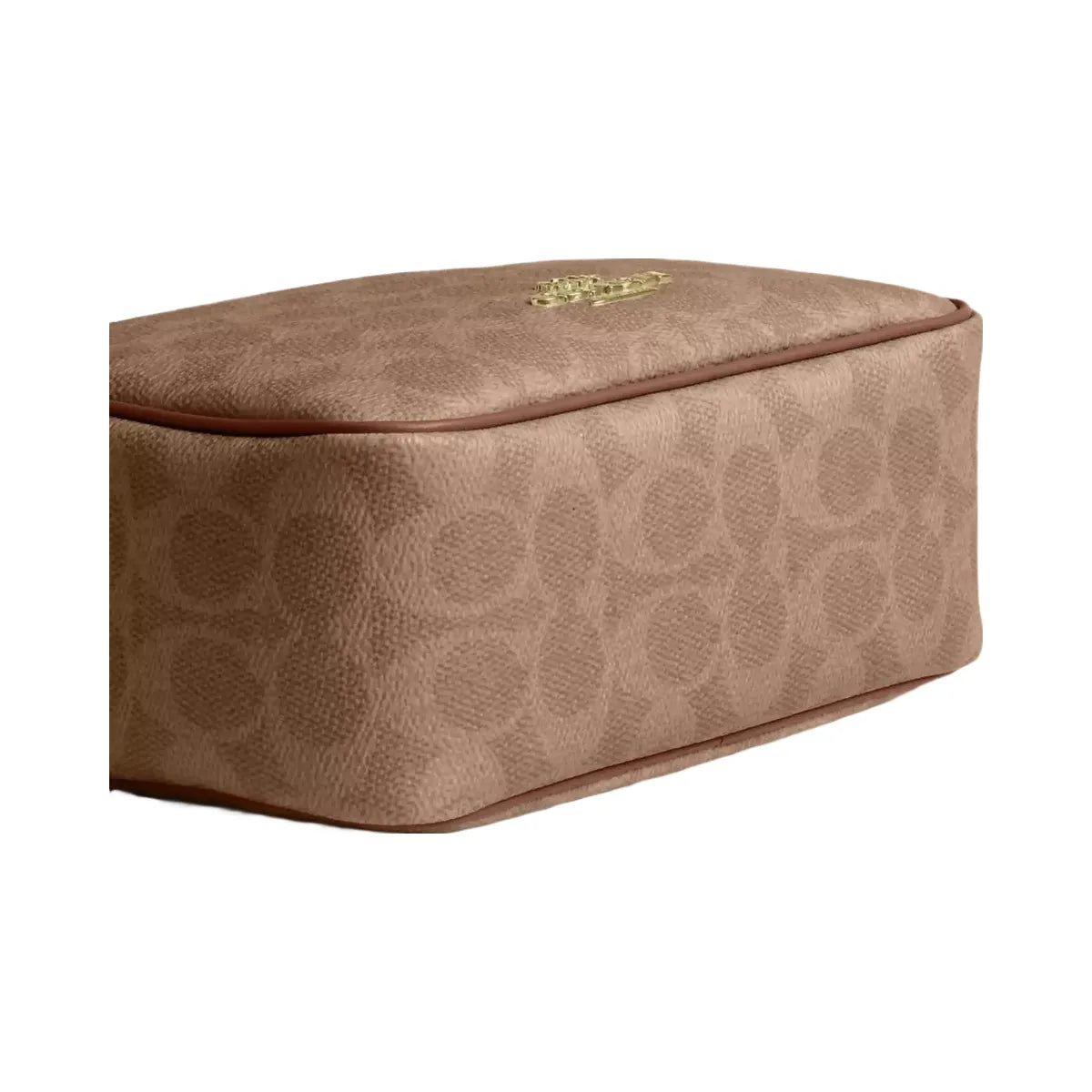 Coach Mini Carey Crossbody Bag In Signature Canvas in Gold Tan Brown