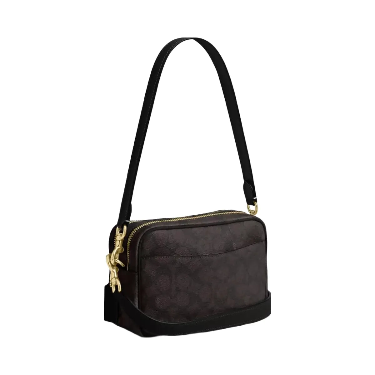 Coach Mini Carey Crossbody Bag In Signature Canvas in Gold Walnut Black