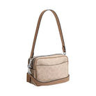 Coach Mini Carey Crossbody Bag In Signature Canvas in Silver Sand Taupe