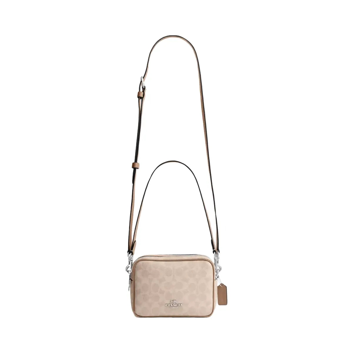 Coach Mini Carey Crossbody Bag In Signature Canvas in Silver Sand Taupe