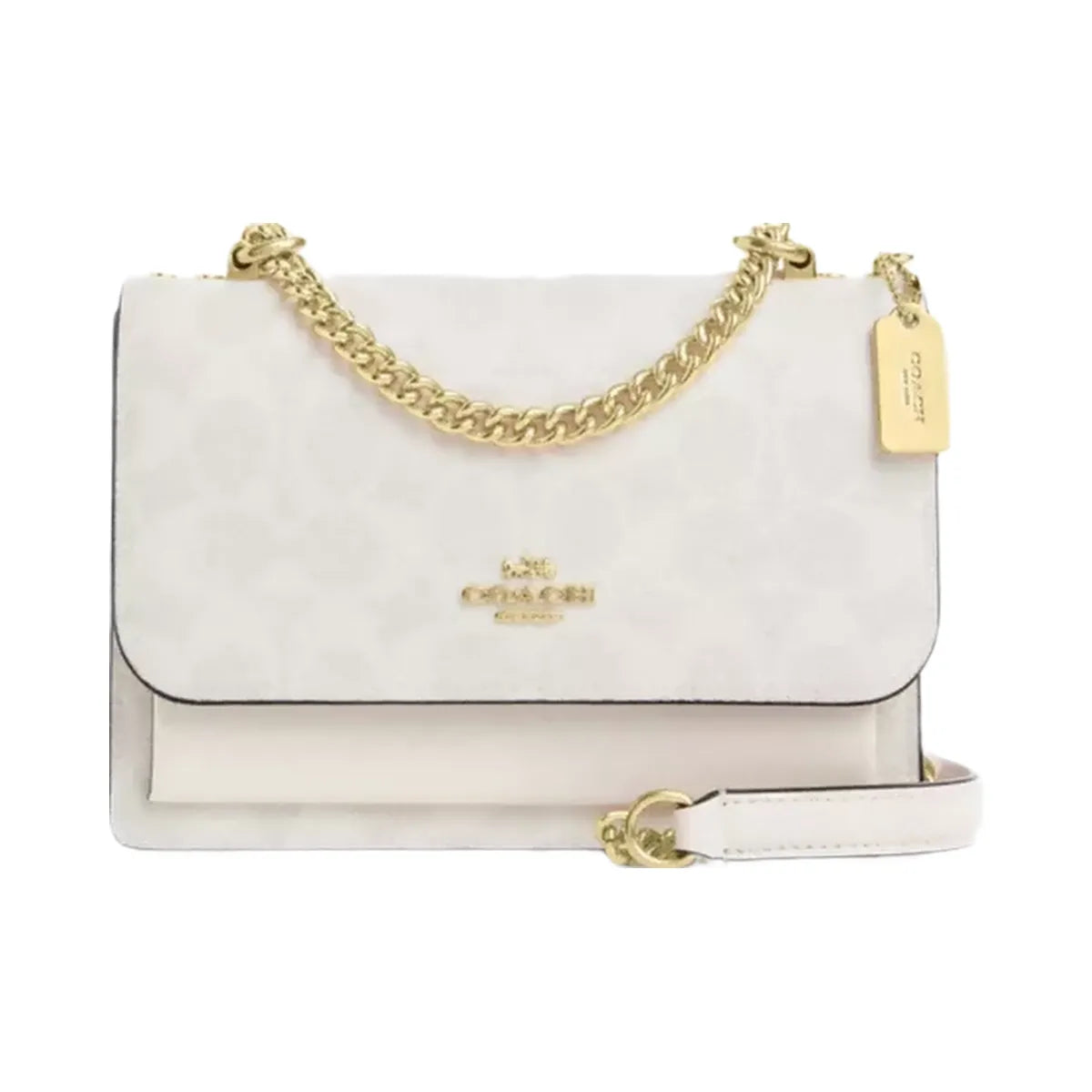 Coach Mini Klare Crossbody Bag In Signature Canvas in Gold White Chalk