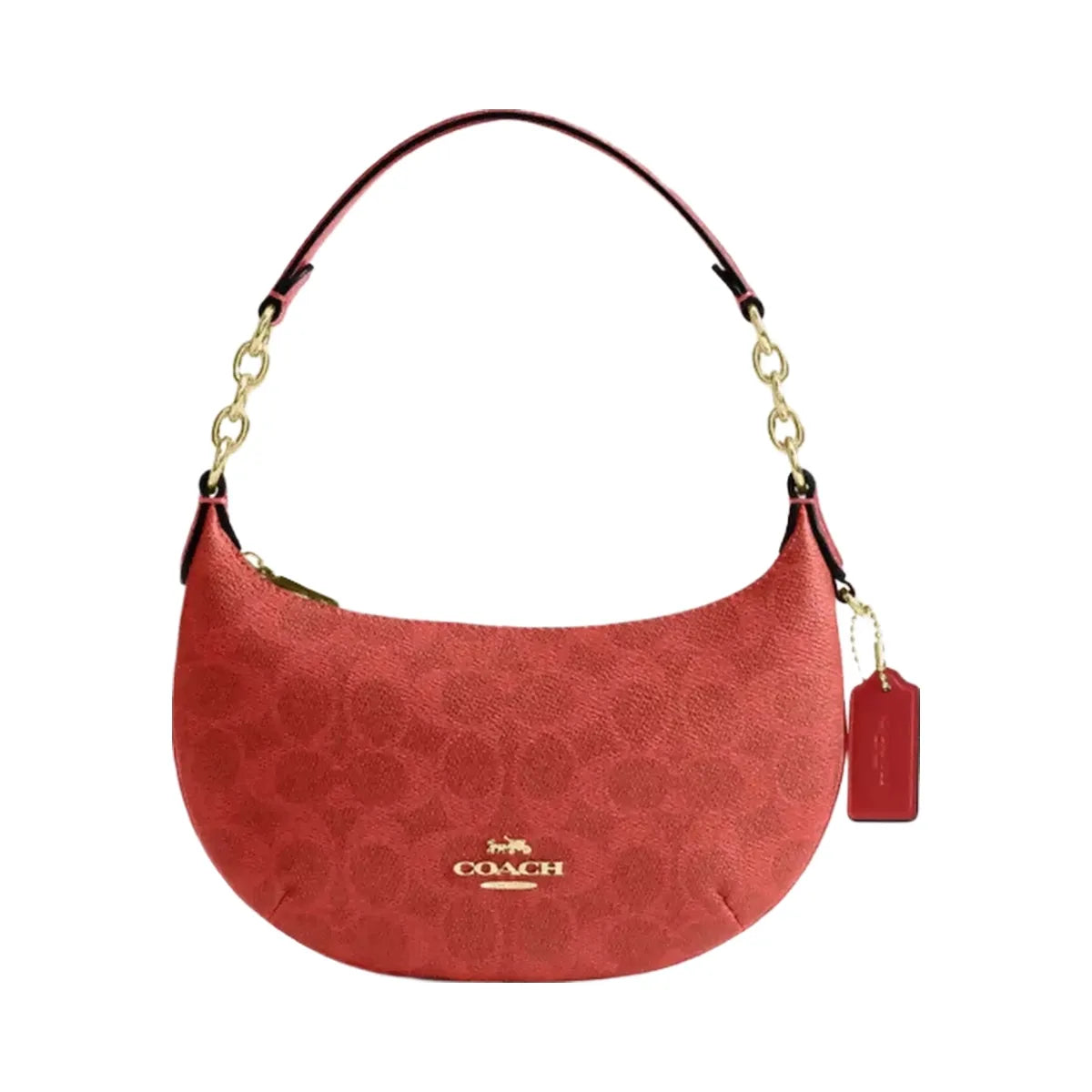 Coach Mini Payton Bag In Signature Canvas in Gold Crimson