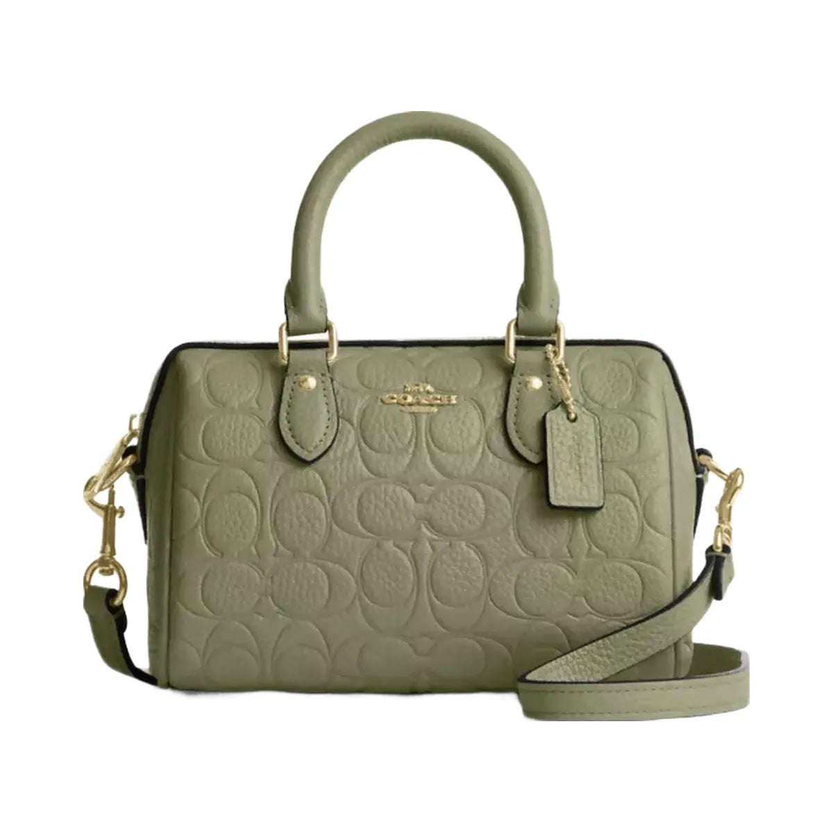Coach Mini Rowan Crossbody Bag In Signature Leather in Gold Pistachio