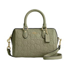 Coach Mini Rowan Crossbody Bag In Signature Leather in Gold Pistachio