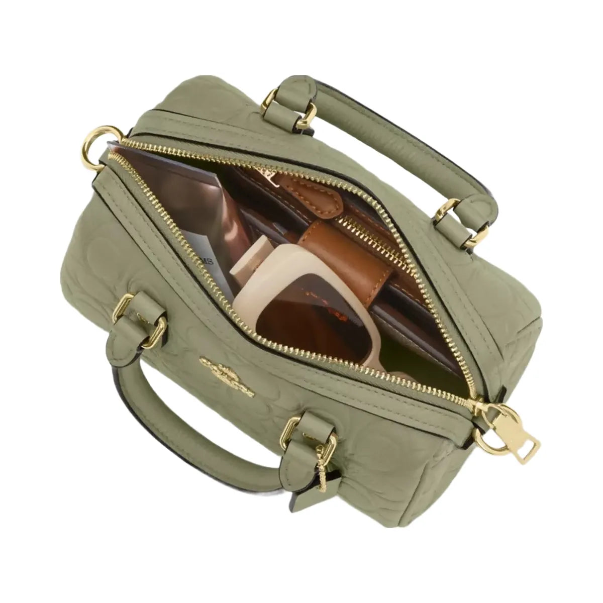Coach Mini Rowan Crossbody Bag In Signature Leather in Gold Pistachio