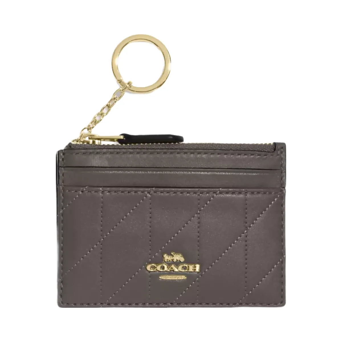 Coach Mini Skinny Id Case With Quilting in Im Slate