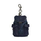 Coach Mini Warner Backpack Bag Charm In Signature Canvas in Gunmetal Denim Midnight Navy