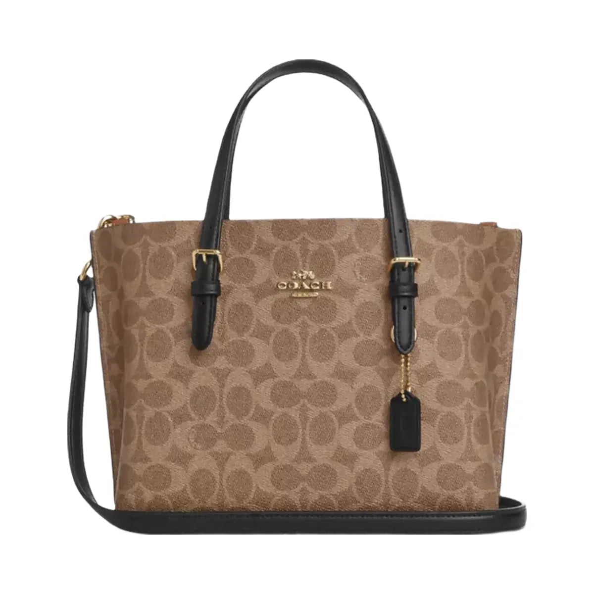 Coach Mollie Tote Bag 25 In Signature Canvas in Gold Tan Black