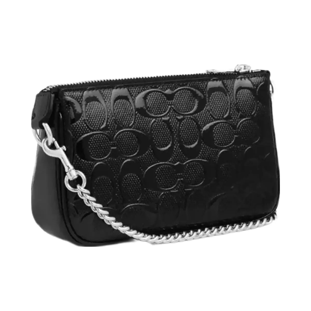 Coach Nolita 19 In Signature Leather With Heart Charm in Silver Black