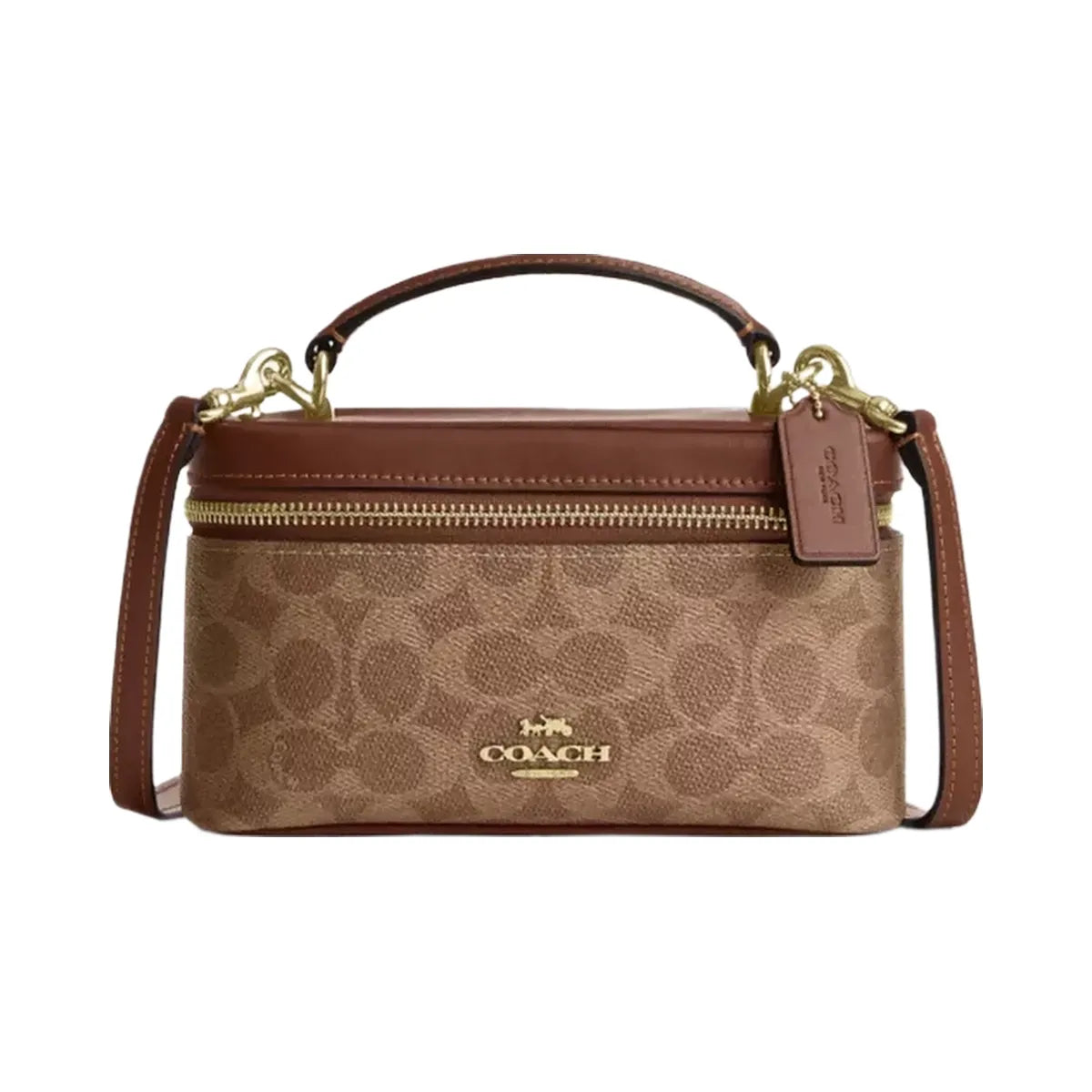 Coach Rainer Crossbody Bag 18 In Signature Canvas in Gold Tan Brown
