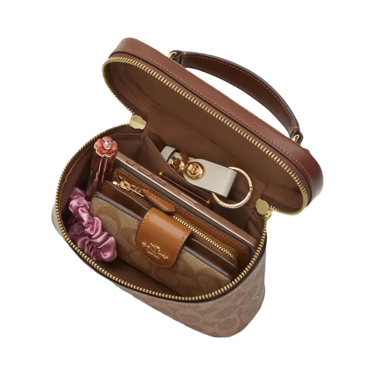 Coach Rainer Crossbody Bag 18 In Signature Canvas in Gold Tan Brown