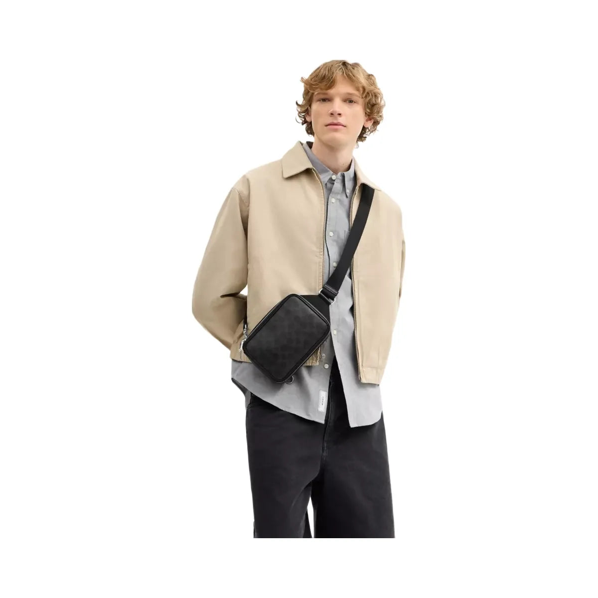 Coach Ray Pack In Signature Canvas in Silver Black Signature