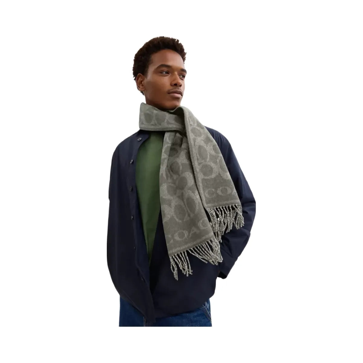 Coach Reversible Signature Cashmere Muffler in Dove Grey