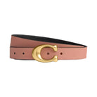 Coach Sculpted C Buckle Reversible Belt, 25 Mm in Brass Melon Black