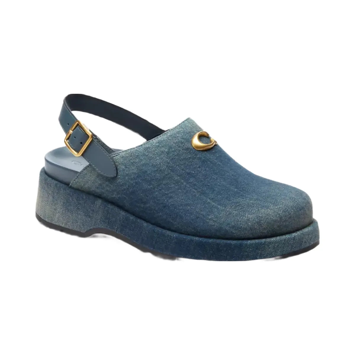 Coach Sculpted C Platform Clog In Loved Denim in Dark Indigo