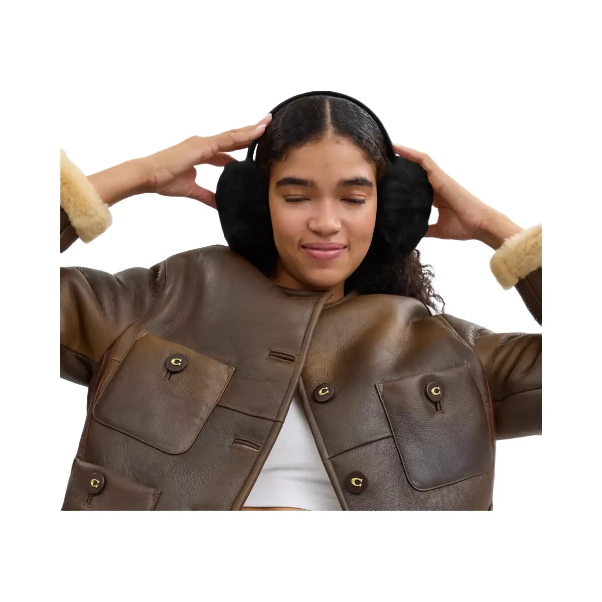 Coach Shearling Earmuffs in Black