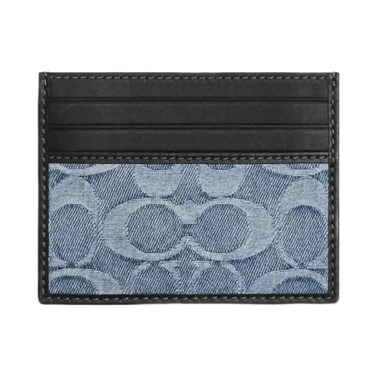 Coach Slim Id Card Case In Loved Signature Denim in Light Indigo