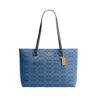 Coach Station Tote Bag In Signature Denim in Gold Indigo