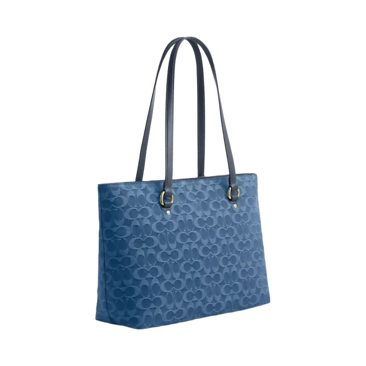 Coach Station Tote Bag In Signature Denim in Gold Indigo