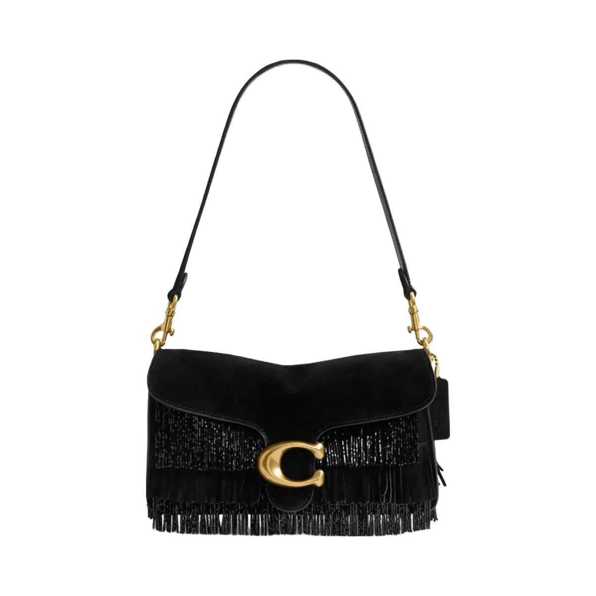 Coach Tabby Shoulder Bag 26 With Crystal Beaded Fringe in Brass Black
